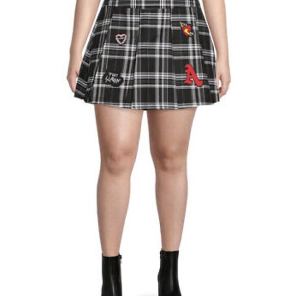 No Boundaries Pleated Tennis Mini Skirt Black XXL Skater Y2K Preppy Patch - Picture 1 of 9